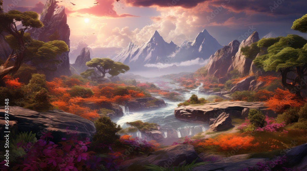 Beautiful breathtaking views of the landscape game art Beautiful breathtaking views of the landscape game art