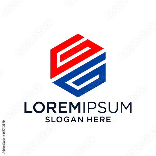 initial logo GG hexagonal vector logo premium