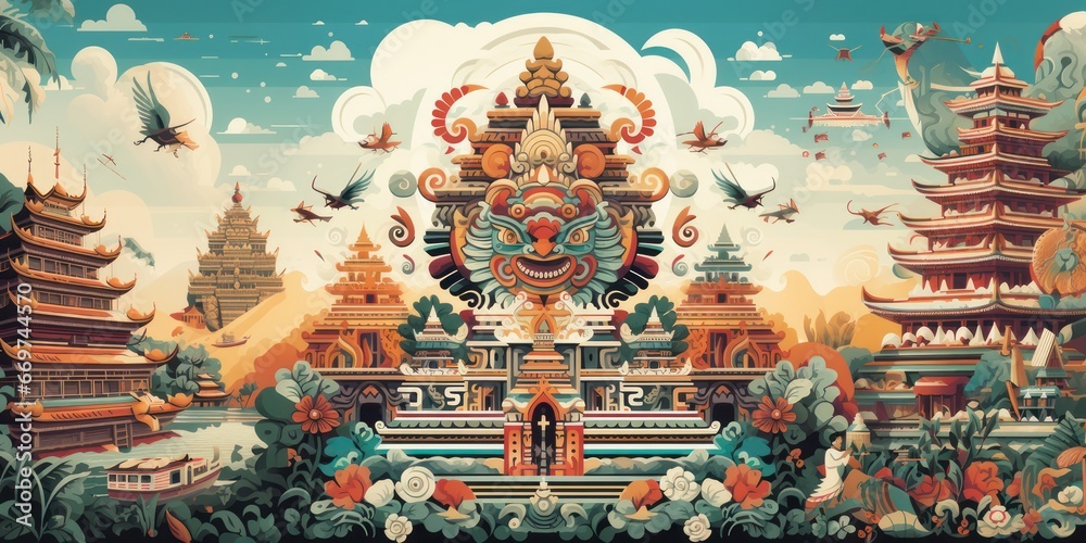 Obraz premium Asian building splendor cultural ornament