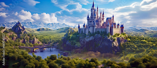 fairy tale castle. AI generated. photo