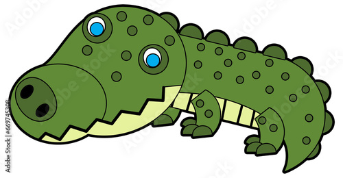 cartoon scene with happy crocodile alligator isolated illustration for children