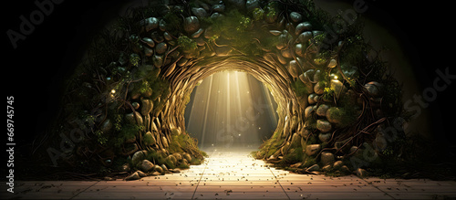 light through the tunnel. AI generated. photo