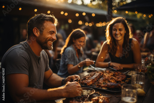 A group of friends in Australia having a barbeque on Christmas Day, embracing the warm weather and outdoor festivities. Generative Ai.