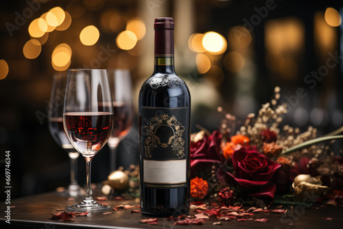 A bottle of fine wine, symbolizing celebration and the gift of shared moments. Generative Ai.