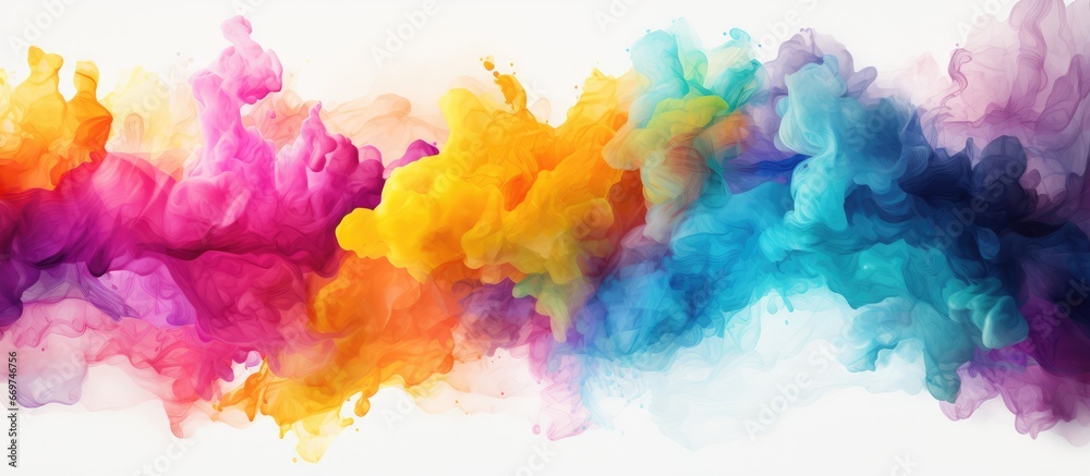 Colorful watercolor background with rainbow splashes and smudges