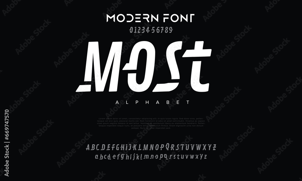 Modern minimal abstract alphabet fonts. Typography technology, electronic, movie, digital, music, future, logo creative font. vector illustration.