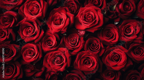 Closeup red roses background, Romantic, Valentine, Wedding, Anniversary. Generative AI