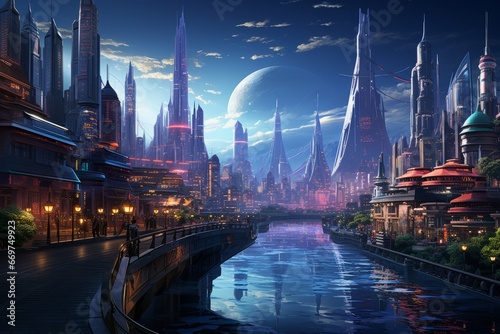 Alien cities, scifi, science fiction, other worlds, alien civilization, cities on other planets #669749923