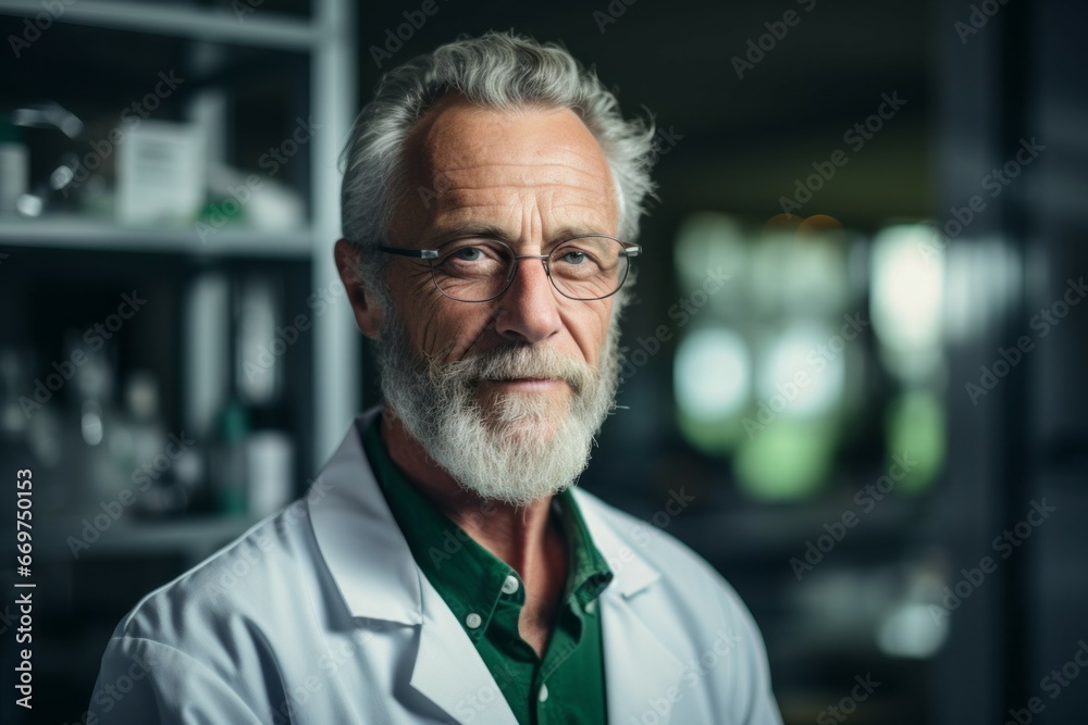 Male geneticist biologist. Concept of top in demand profession. Portrait with selective focus and copy space Male geneticist biologist. Concept of top in demand profession. Portrait with selective focus and copy space