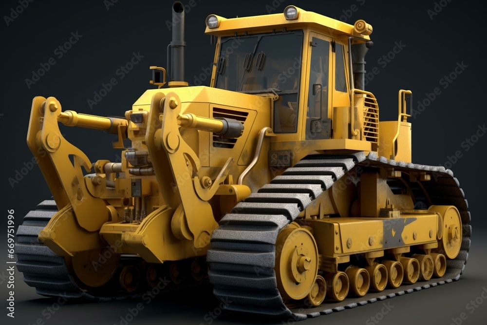3D model of a bulldozer. Generative AI