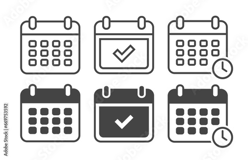 Calendar Icons Set In Different Style Vector Illustration.