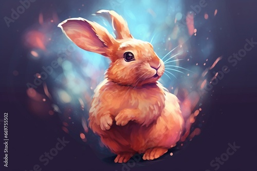 Digital drawing of a whimsical rabbit. Generative AI