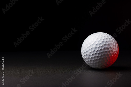 Rebooting and restarting with a white golf ball on a black background, placed on a red tee against a dark backdrop. Provides ample space for customization and a wide panoramic view. Generative AI