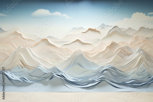 Artistic mountain backdrop. Ideal for enhancing decor and design. Generative AI