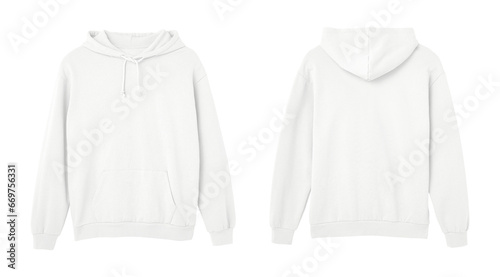 White Sweat Pullover Long Sleeve Hoodie Templates Front and Back Views © Kooh Studio