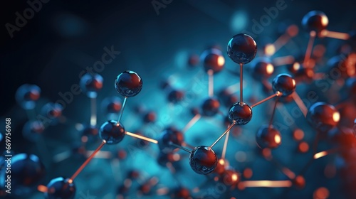 molecule or atom, Abstract structure for Science or medical background, 3d illustration, science, atom, abstract, chemistry, structure, blue, chemical, background.