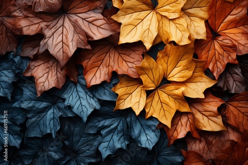 brown japanese knotweed plant leaves in autumn season, brown background © JackDong