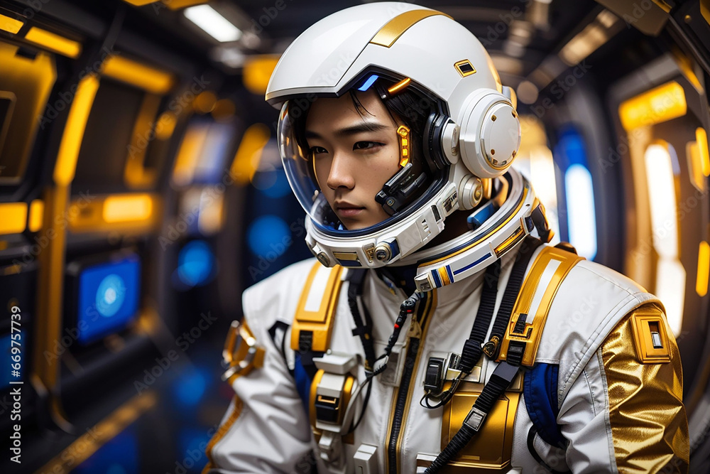 cyberpunk man future tech white gold suit cyberpunk man future tech white gold suit