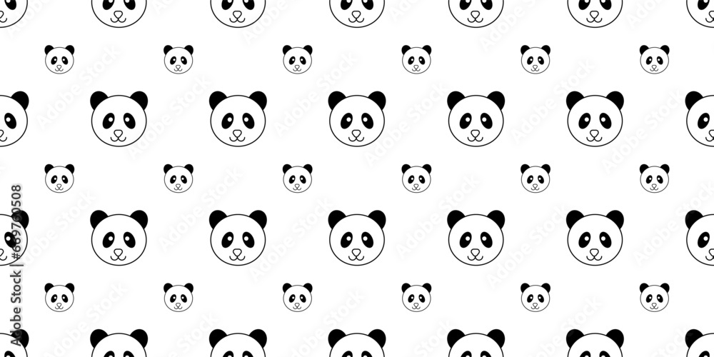 outline panda face seamless pattern