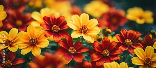 Spring brings blooming flowers in shades of yellow and red