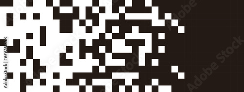 Dispersed background. Disintegration pixel effect illustration. Vector rectangle elements. Disappear transform rectangle texture. Dissolved filled square. Vector graphic.