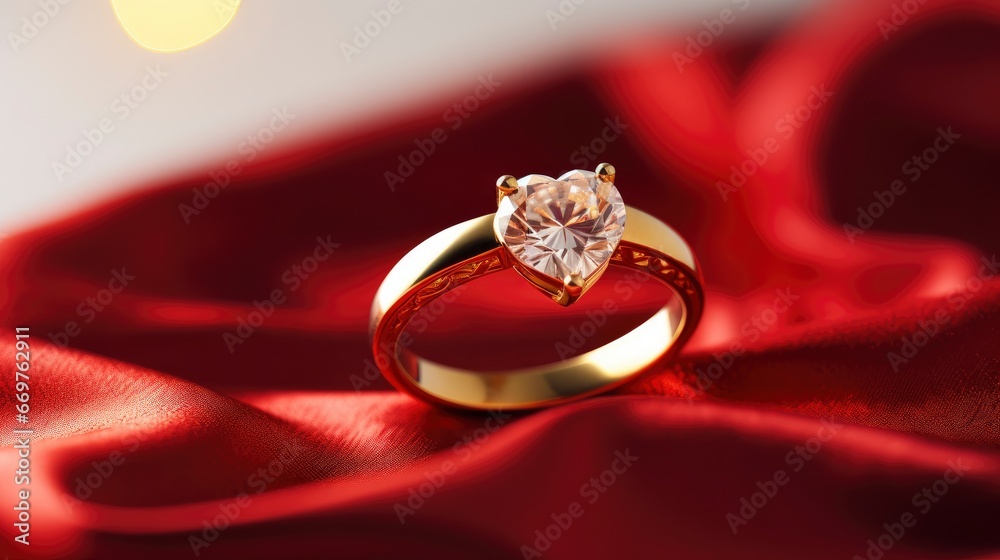 Gold Ring On Red Heart Made, Background Image,Valentine Background Images, Hd Gold Ring On Red Heart Made, Background Image,Valentine Background Images, Hd