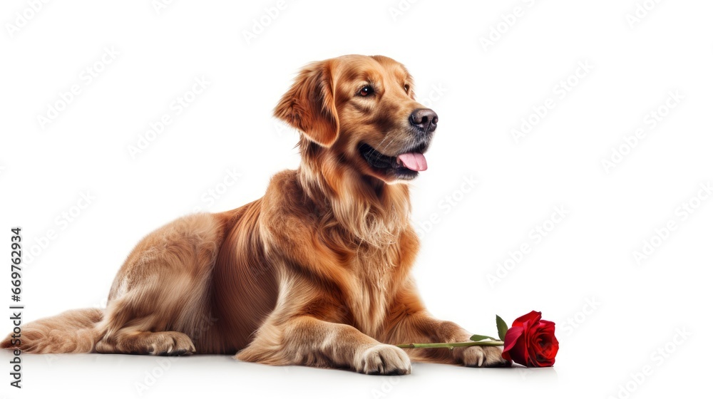 Golden Retriever Valentines Day Beautiful Dog, Background Image,Valentine Background Images, Hd