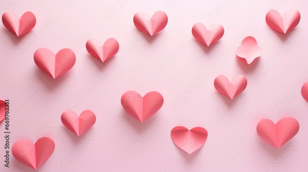 Paper Hearts Over Pink Pastel Background , Background Image,Valentine Background Images, Hd