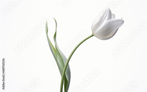 One Stem Tulip Flower White Background Photorealist   Background Image Valentine Background Images  Hd