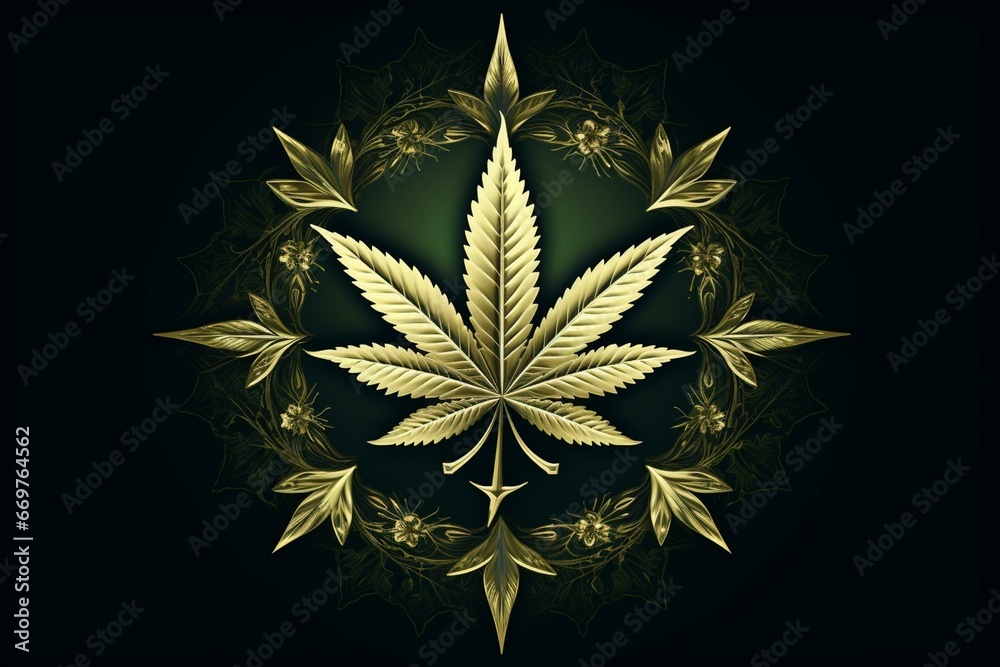 Universal cannabis emblem. Generative AI