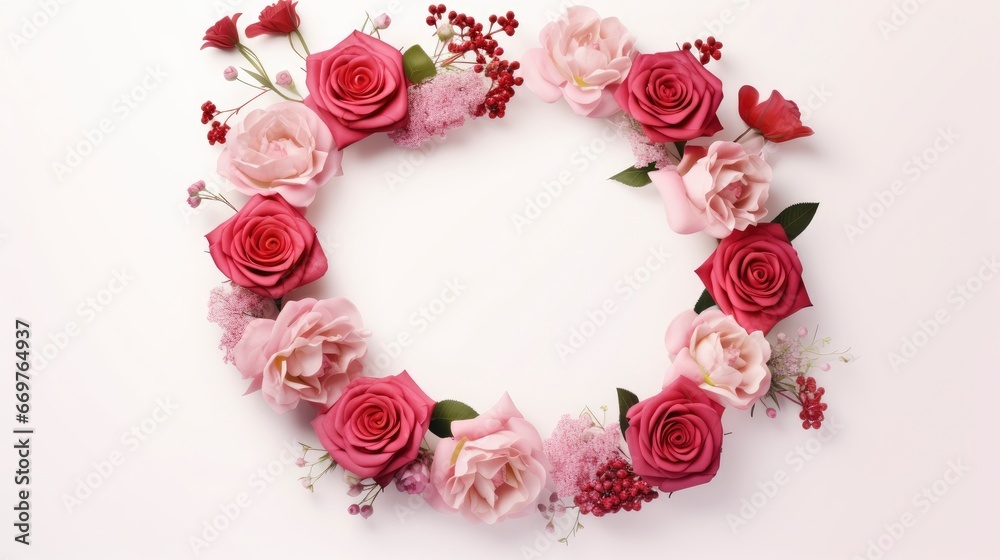 Valentines Day Flowers Composition Round Frame, Background Image,Valentine Background Images, Hd