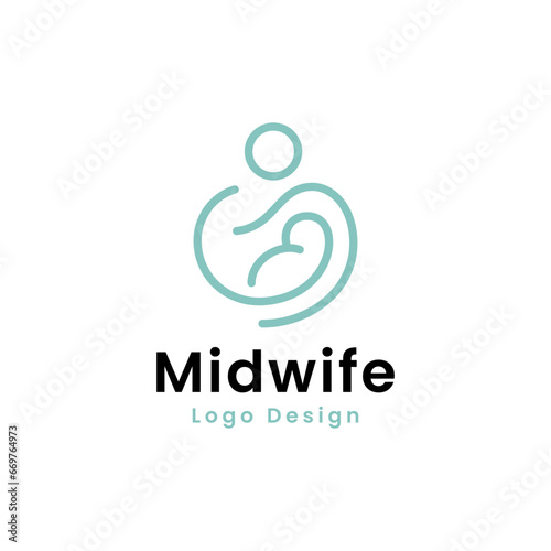 Midwife linear simple Logo design vector