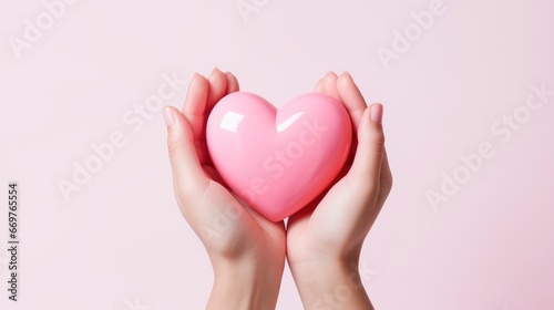 Closeup Hands Holding Heart On Pink , Background Image,Valentine Background Images, Hd