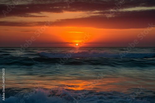 a colorful sunset above the ocean. Generative AI © Evelina