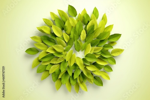 Illustration of green leaves representing a concept of saving the environment and adopting clean energy. Generative AI