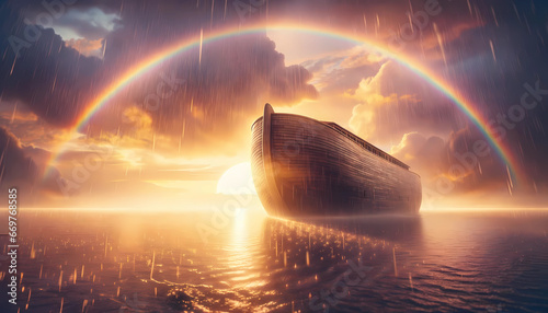 Obraz na płótnie After the Storm: A Rainbow's Embrace