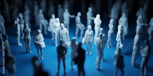 Εκτύπωση καμβά Concept background with huge crowds looking for employment, 3d rendering