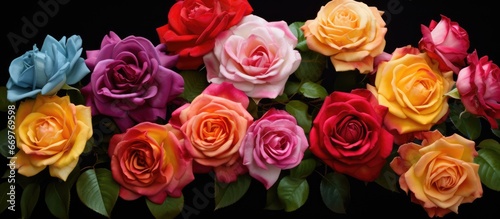 Colorful rose types named after Niccolo Paganini Meilland France 1991 photo