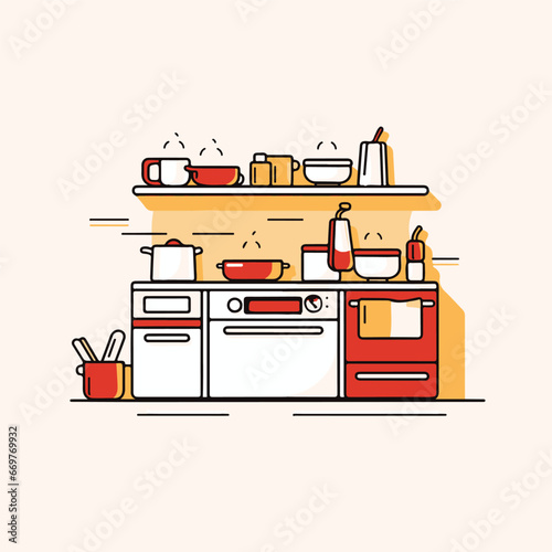 kitchen set cooking utilities icon set