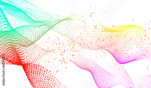 3D abstract digital technology multicolored light particles wave
