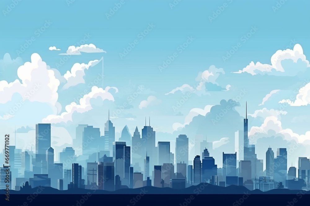 Daytime city skyline. Generative AI