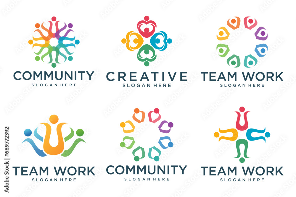 creative people logo design icon set ,symbol of community ,teamwork, family,and business group. creative people logo design icon set ,symbol of community ,teamwork, family,and business group.