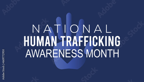 Vector illustration on the theme of National Human trafficking Awareness Month observed each year during January.banner, Holiday, poster, card and background design. #669772950
