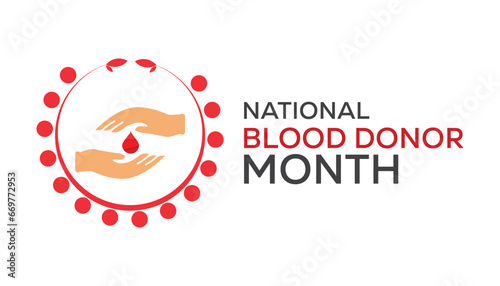 Vector illustration on the theme of National Blood Donor month observed each year during January.banner, Holiday, poster, card and background design.