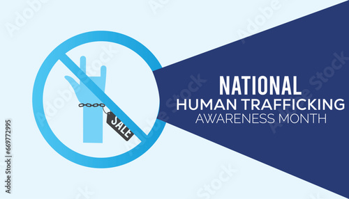 Vector illustration on the theme of National Human trafficking Awareness Month observed each year during January.banner, Holiday, poster, card and background design.