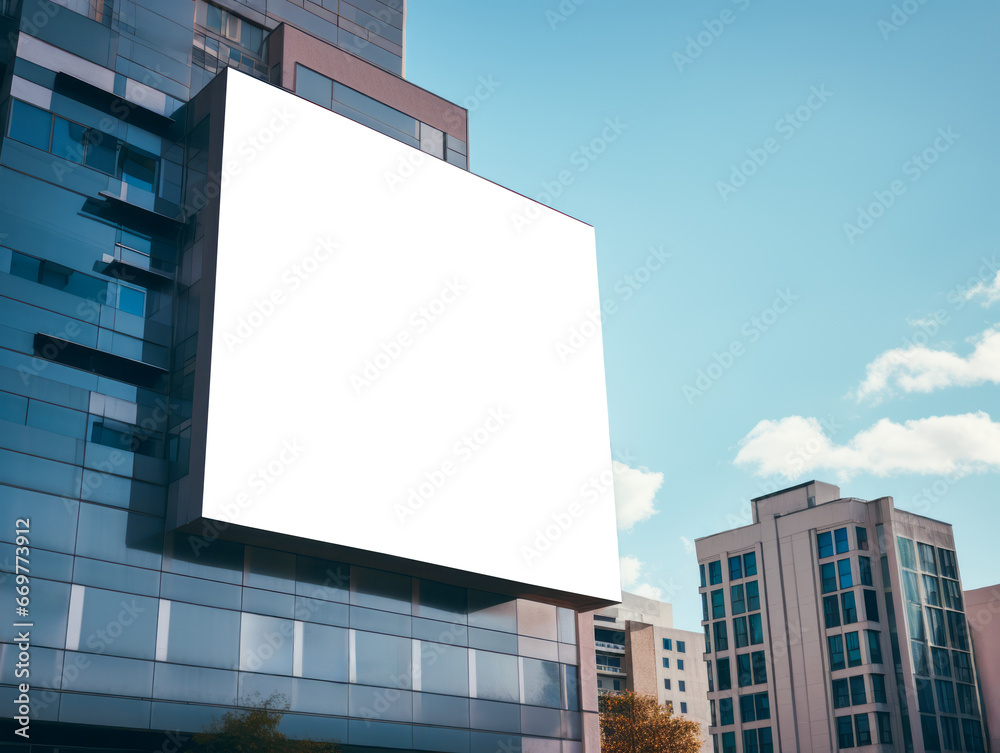 Mockup blank placard. Modern design outdoor constraction. Empty building billboard mock up template poster. Street ad exterior. Ai generative illustration Mockup blank placard. Modern design outdoor constraction. Empty building billboard mock up template poster. Street ad exterior. Ai generative illustration