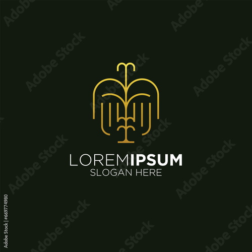 elegant fountain decoration business logo