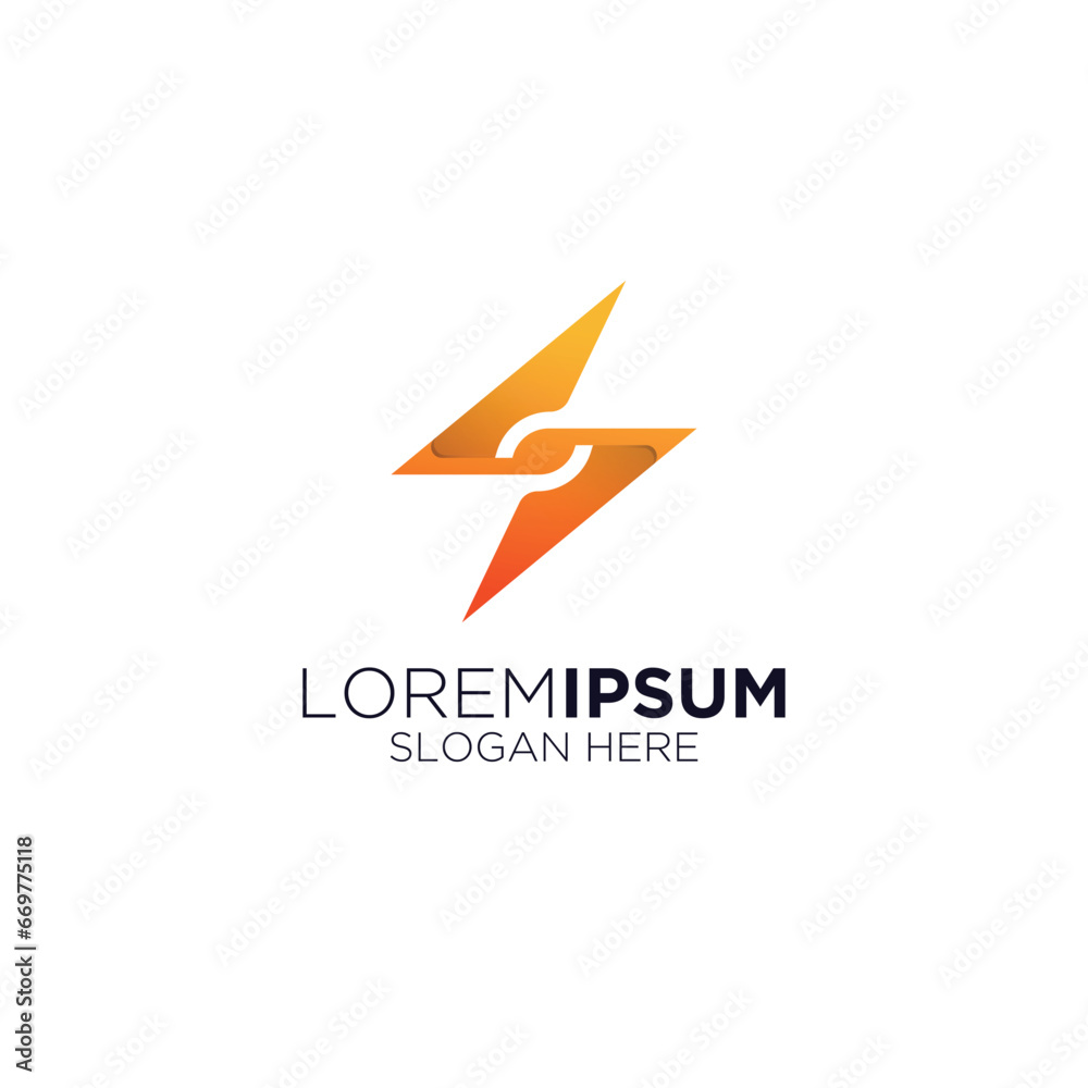 modern simple orange lightning logo modern simple orange lightning logo