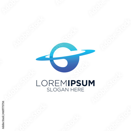 futuristic planet saturn logo