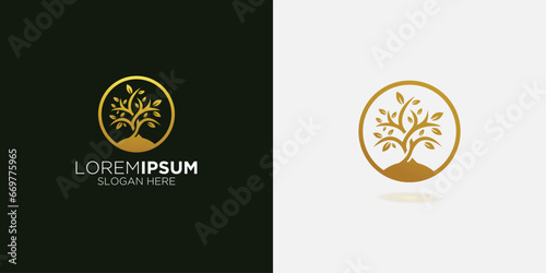 beautiful golden tree logo